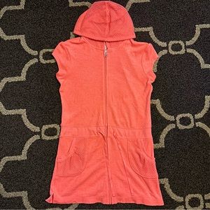 Girls 14 Justice Coral Swim Zip-Up Coverup